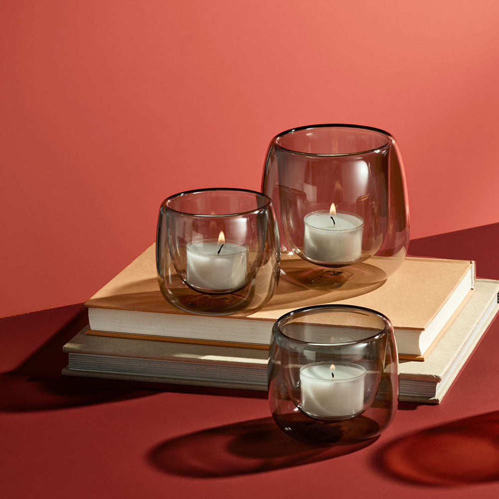 Yuna Windlicht aus Grey Glas