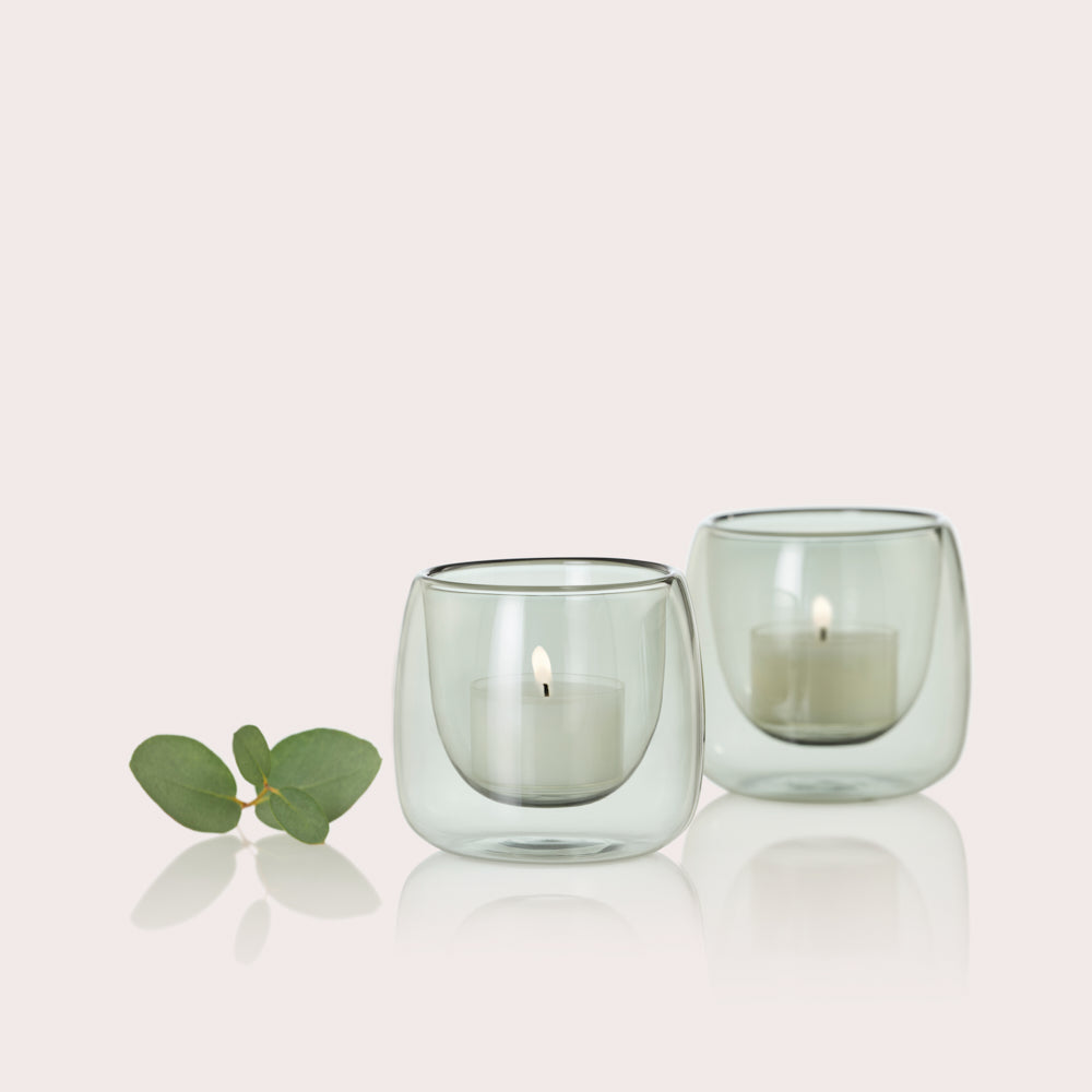 Yuna Windlicht aus Grey Glas