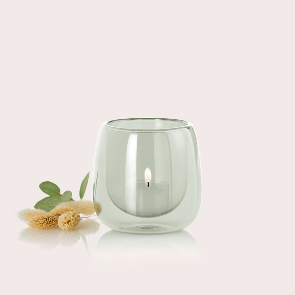 Yuna Windlicht aus Grey Glas